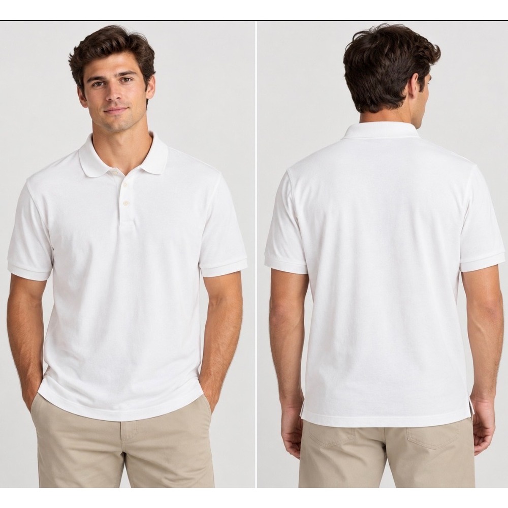 Banana Republic NWOT Luxury Touch Performance Polo Shirt White Large Cotton